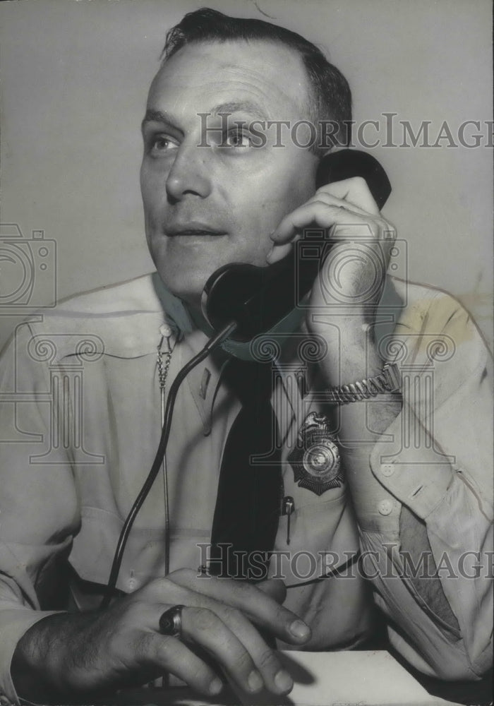 1956, Bessemer, Alabama Police Chief George Barron on phone - Historic Images