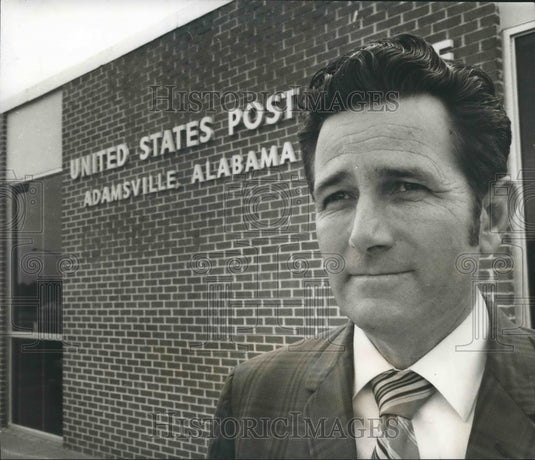 1970 Adamsville, Alabama Postmaster A.L. Heaton by New Post Office - Historic Images