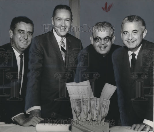 1967, B.L. Melton, American Oil Co, donates money to Alabama colleges - Historic Images