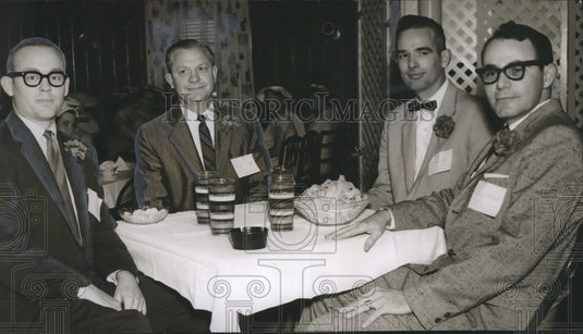 1958 Press Photo Skit Presenting Man's View of Women Playing Cards - abno06252 - Historic Images