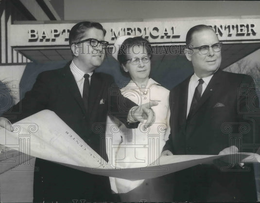 1968, Mrs. Howard D. Moffett with Others at Baptist Hospital Event - Historic Images