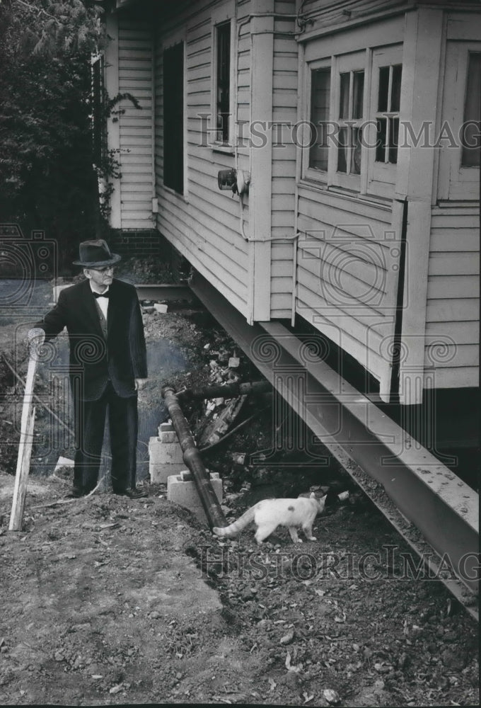 1964, J A Lemons house braced with steel beams, Birmingham Sink Holes - Historic Images