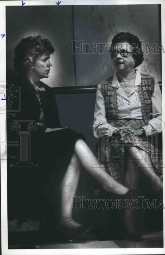 1982, Miriam Shehane and Marjorie Nix at courthouse - abno06769 - Historic Images