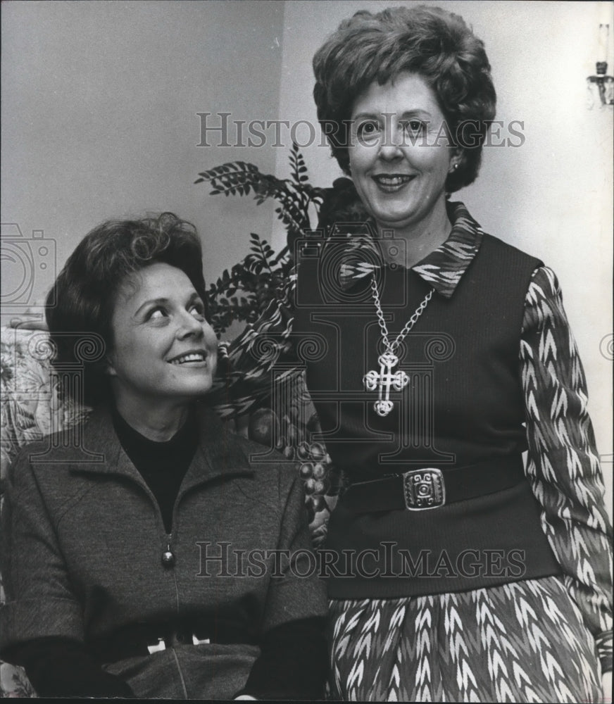 1972, Mrs Englund &amp; Mrs Healey planning the 1972 Poinsetta Ball - Historic Images