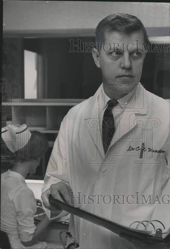 1966, Physician Dr. Clifton Meador in University Hospital, Birmingham - Historic Images