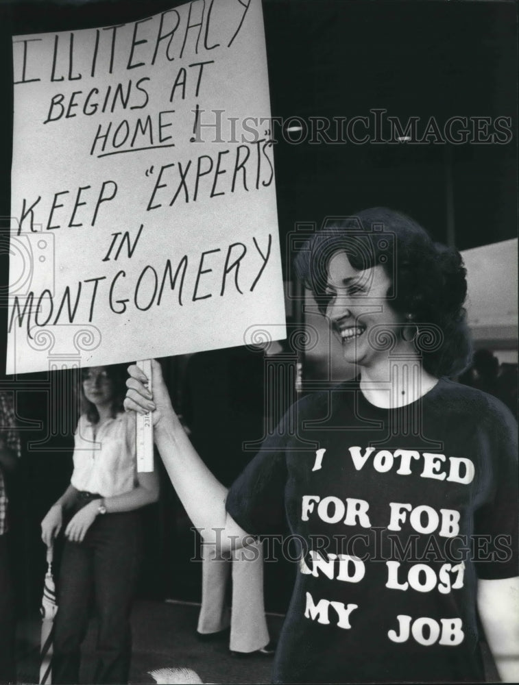 1979, Teacher picketing Alabama Governor, James Fob - abno07337 - Historic Images