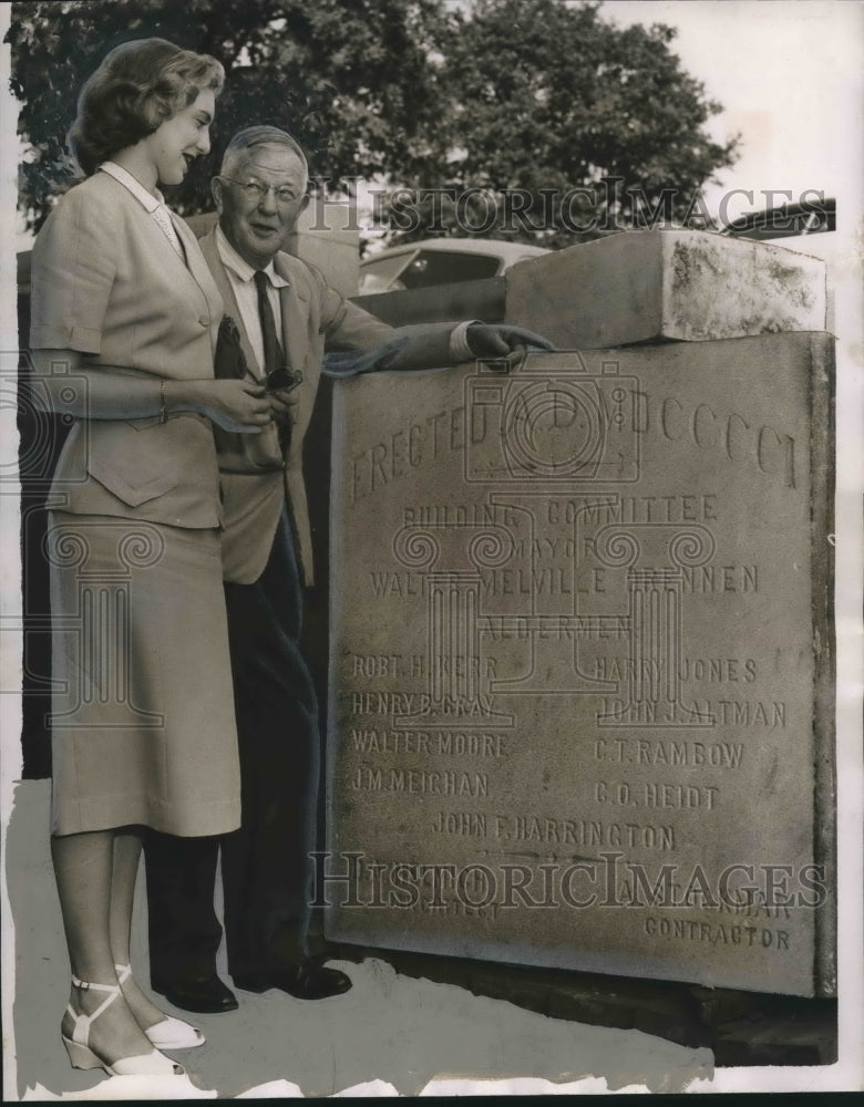 1951, Hill Ferguson and Betty Jean Gwin at Birmingham Historical Sign - Historic Images