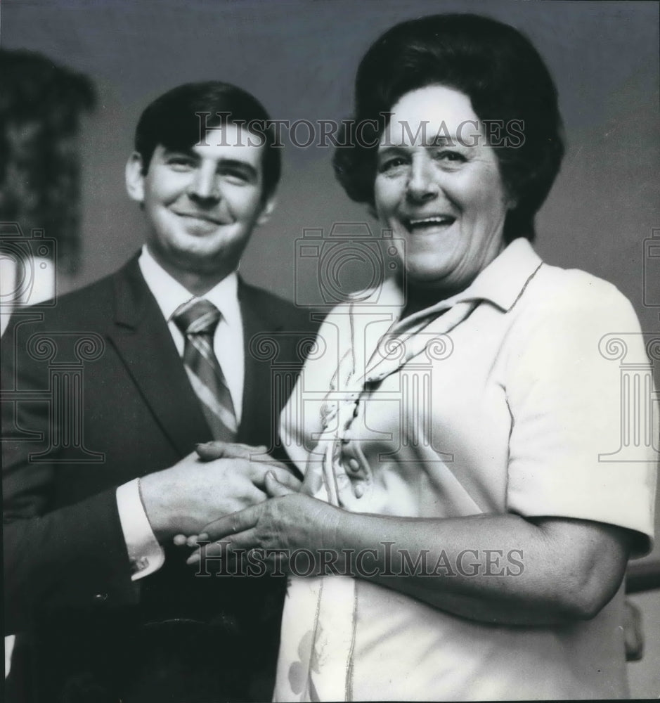 1970, J. W. Bond with Mrs. C. C. Nichols at Garden Club Meeting - Historic Images