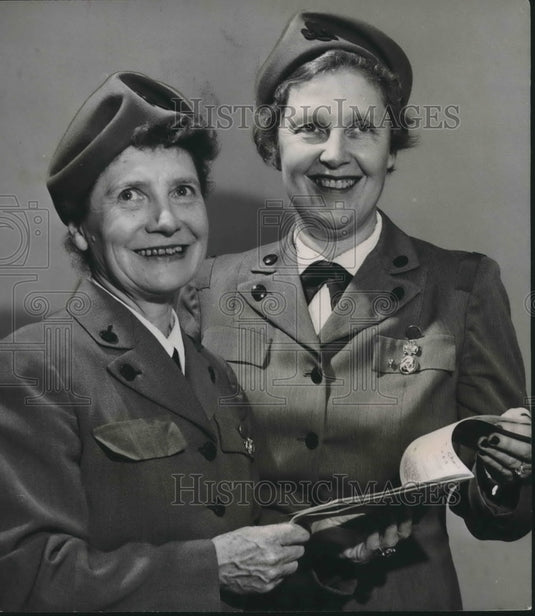 1954, Miss Marjory Bateman, Girl Scout Leader with Mrs. J. B. Morgan - Historic Images
