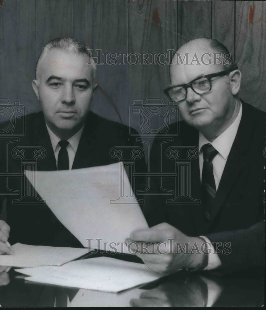 1968, Mancell Burchfield and Superintendent Jack Morgan of Tarrant - Historic Images