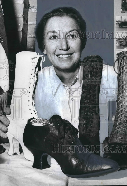 1971, Mrs. W. E. McLaughlin, Bessemer "Hall of History" Shoe Display - Historic Images