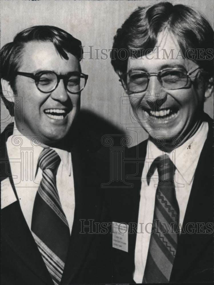 1977, Judge Sam Pointer Jr with Judge Higginbotham laugh - abno07808 - Historic Images