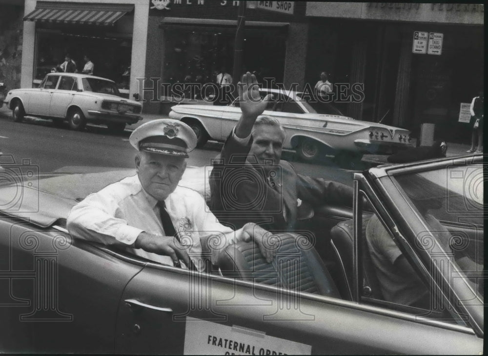 1969, Birmingham Chief of Police Jamie Moore with Mayor in parade - Historic Images