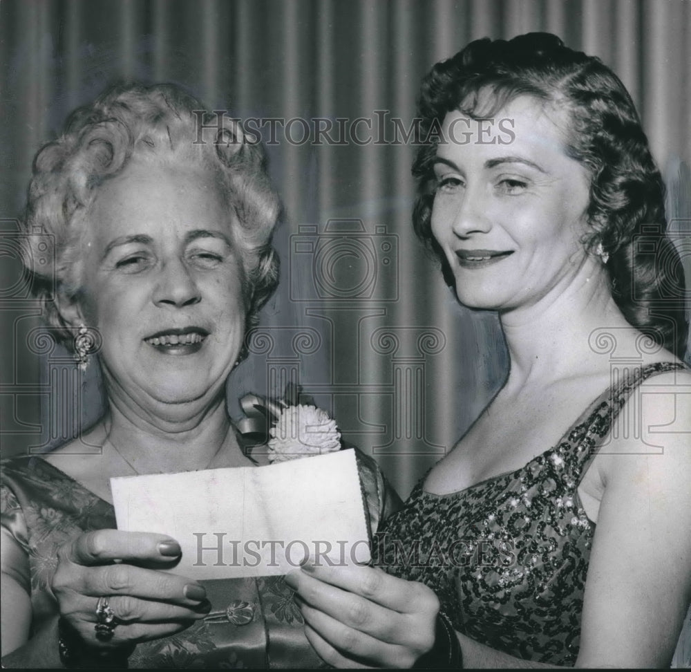 1960, Elizabeth May Receives Check from Epsilon Sigma Alpha Sorority - Historic Images