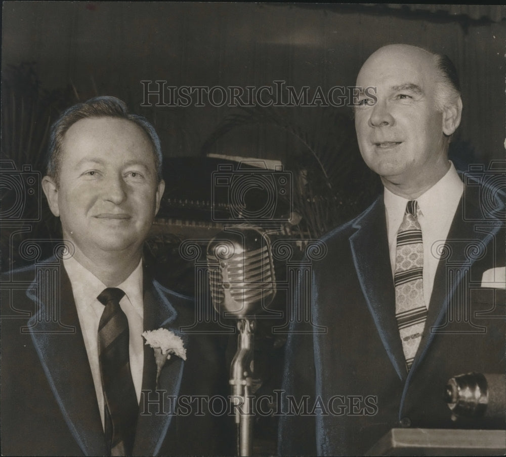 1957, Murray McClusky and Dr. Kenneth McFarland of Sylacauga Chamber - Historic Images
