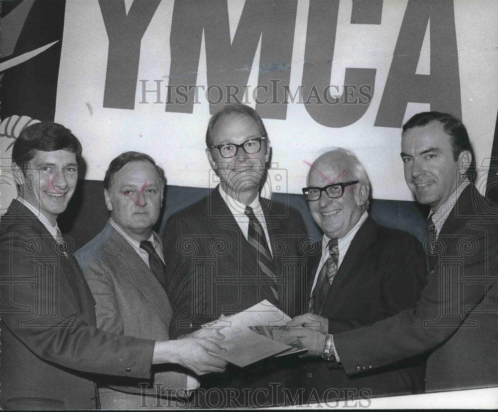 1974, Phillip C. Jackson Jr. with Others at YMCA Event with lists - Historic Images