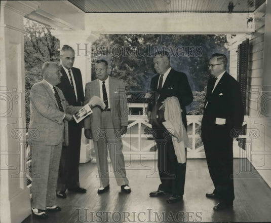 1957, Birmingham City Commission Looks At New Arlington Porch - Historic Images