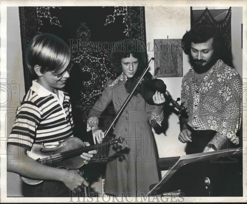 1977, Michael Neumann, Birmingham Youth Orchestra, with Violinists - Historic Images