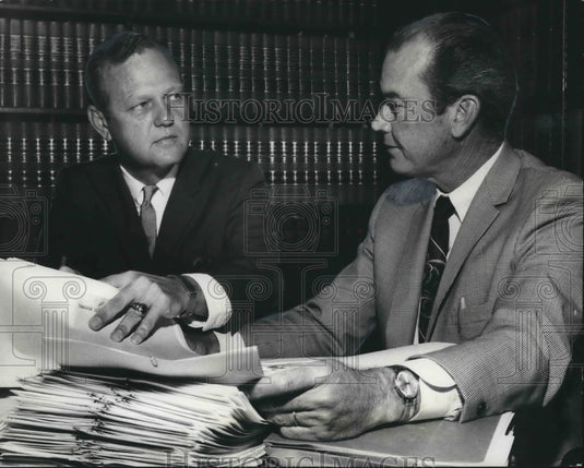 1969, District Attorney Earl C. Morgan & Grand Jury Foreman Seawel - Historic Images