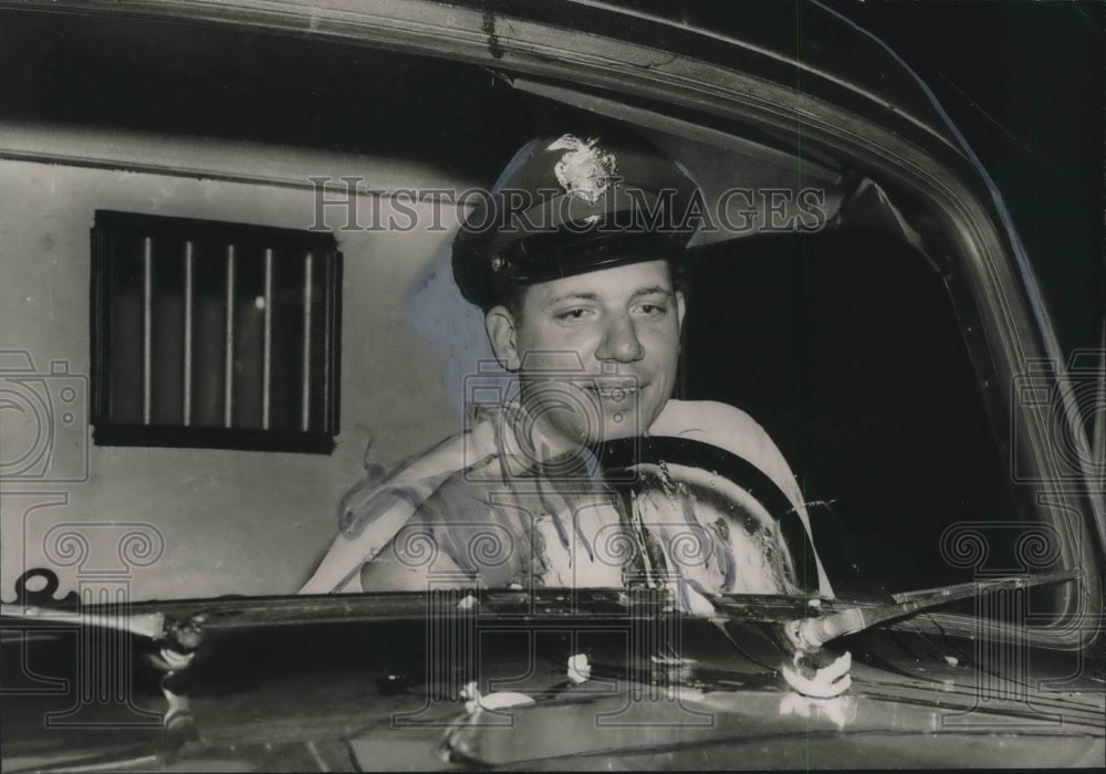 1955, Egg Hits Police Wagon at Demonstration, Southern Bell Company - Historic Images