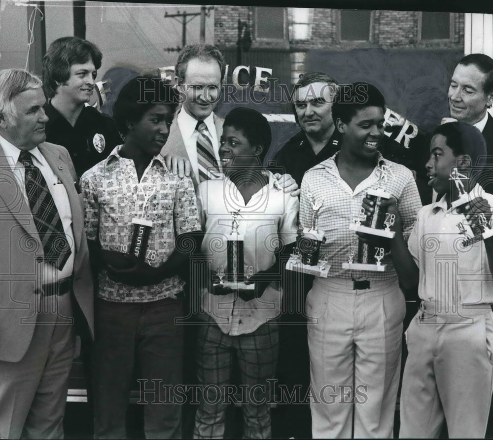 1978, Police Sponsors and Winners at Pool-Table Tennis Tournament - Historic Images