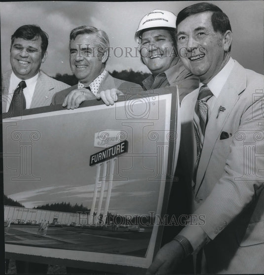 1972, John F. Lawhon Shows Plans for New Furniture Plant in Irondale - Historic Images