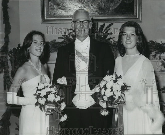 1976, Dr. Wood Herren with Debutante Daughters at Ball - abno08950 - Historic Images