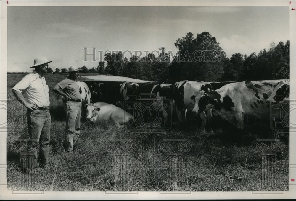 1989, Charles & Ernest Whatley at Whatley Dairy Farm in Alabama - Historic Images