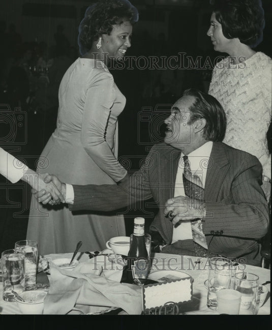 1975, Mrs. Chris McNair with Governor & Mrs. Wallace at Inauguration - Historic Images
