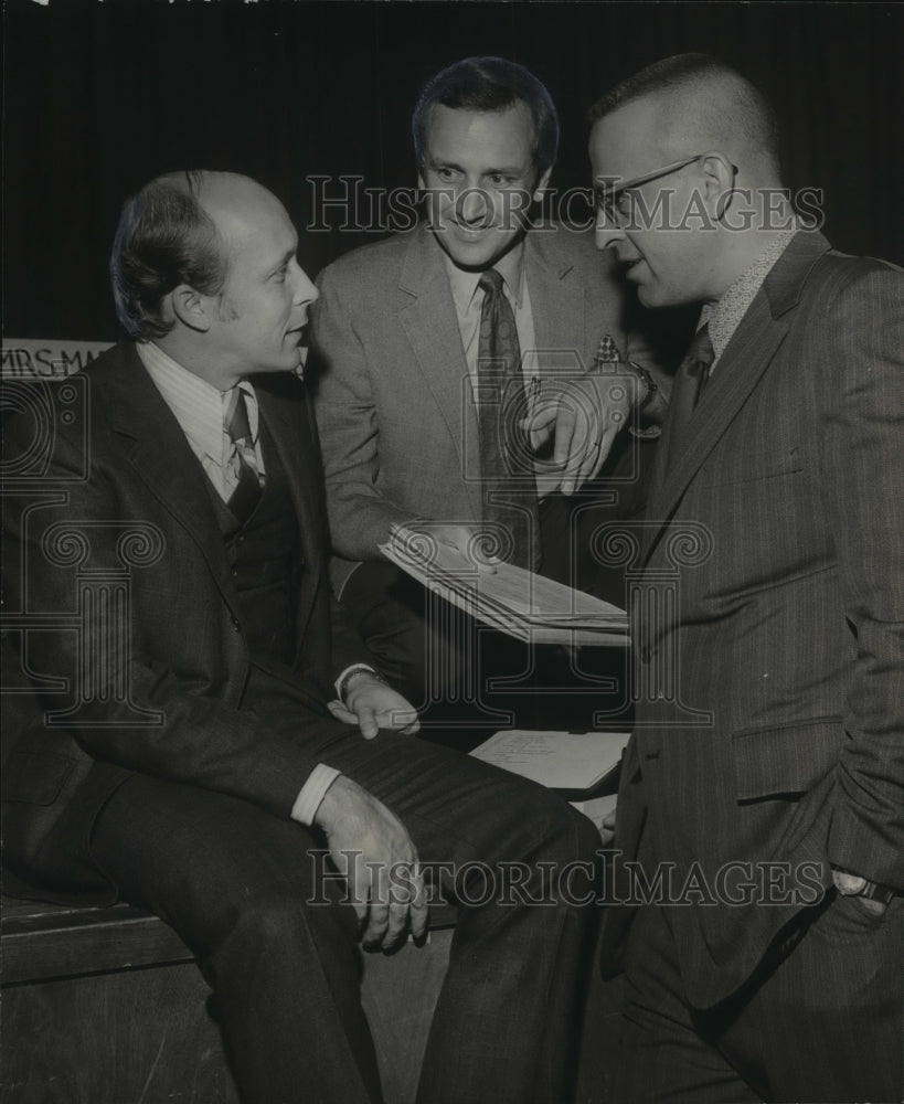 1971, Mountain Brook Businessmen Discuss Tax Before Meeting - Historic Images