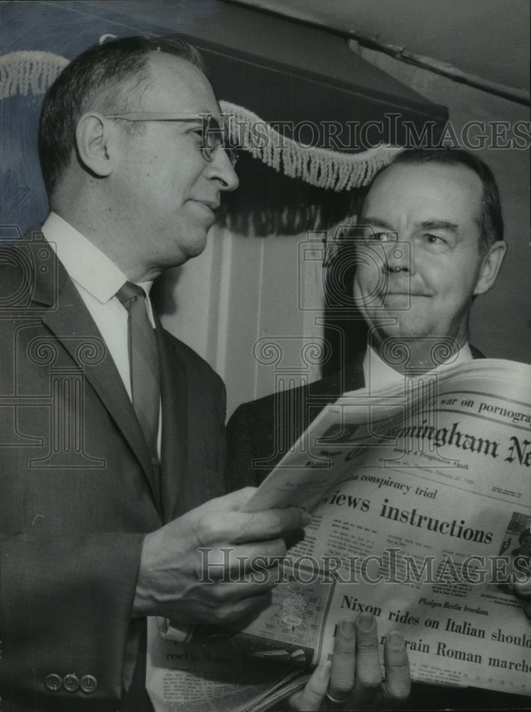 1969, F. Wilbur Helmbold and O.B. Copeland Reading Newspaper - Historic Images