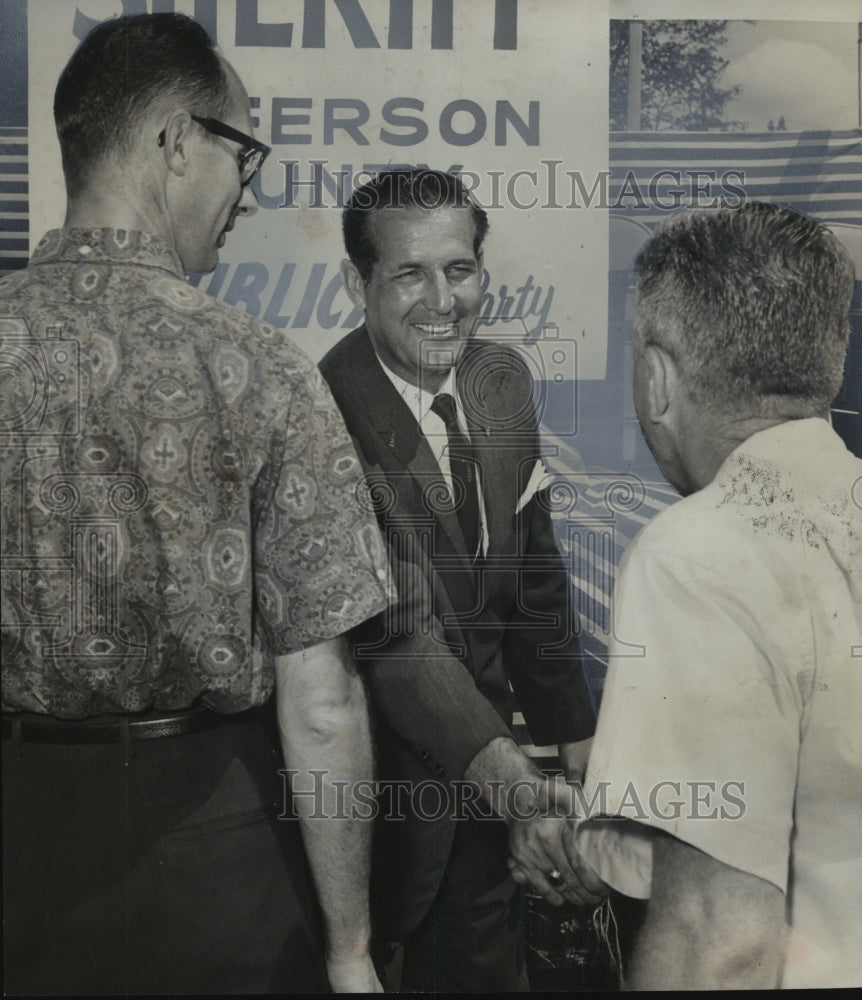 1962, GOP Sheriff Candidate Calvin Holcombe Shakes Hands after Speech - Historic Images