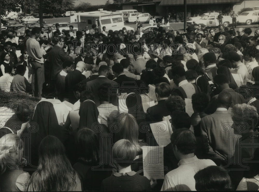 1969, Attendees at Funeral for Private Bill Terry, Elmwood Cemetery - Historic Images