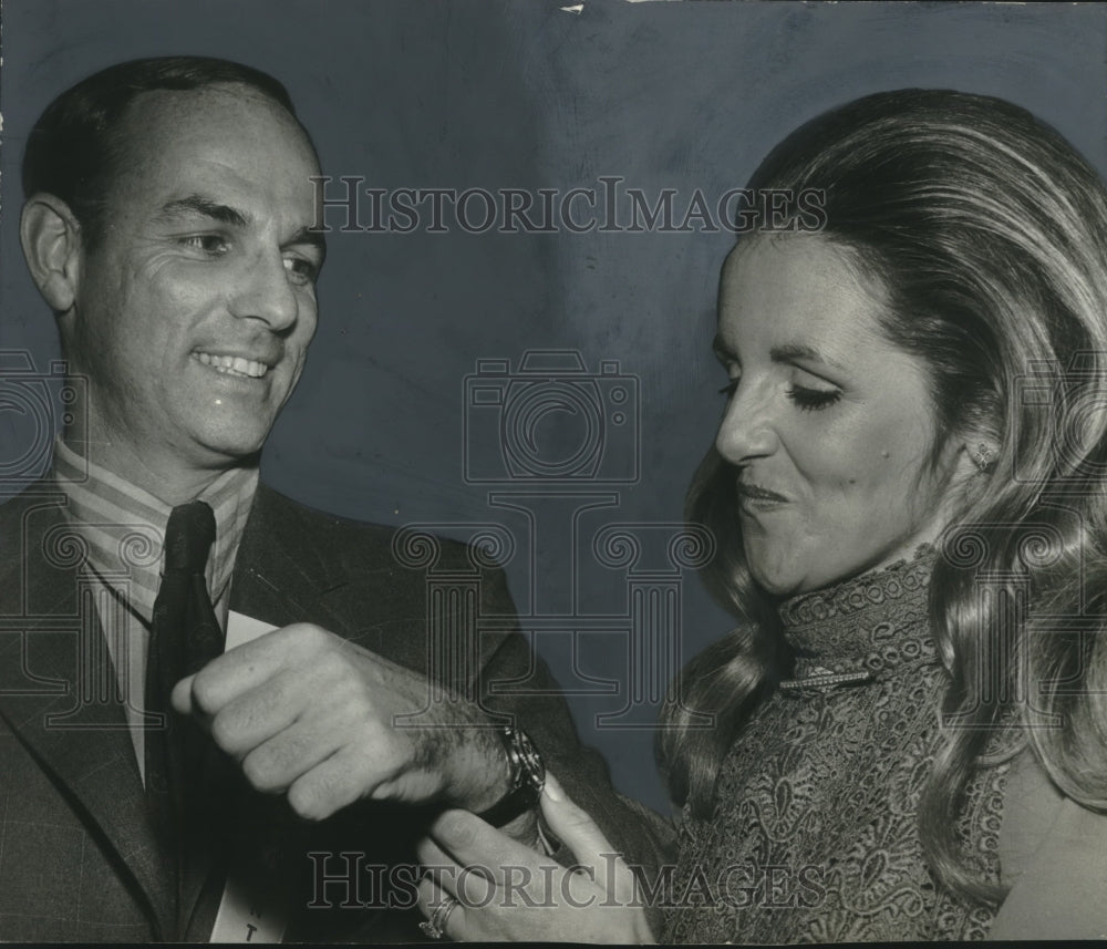 1970 Richard Pizitz, Birmingham Civic Leader, &amp; wife with new watch - Historic Images