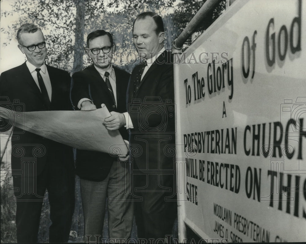 1969, Presbyterian Church Members Look Over Plan for Church Building - Historic Images