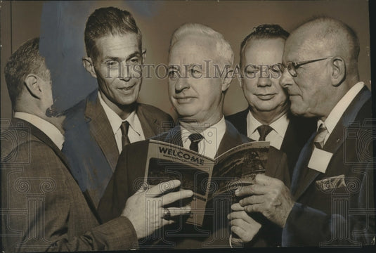 1965, Braxton Taylor, Stereotyper & other union members at meeting - Historic Images
