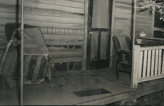 1955, House damaged by Southern Bell Telephone striker's bomb - Historic Images