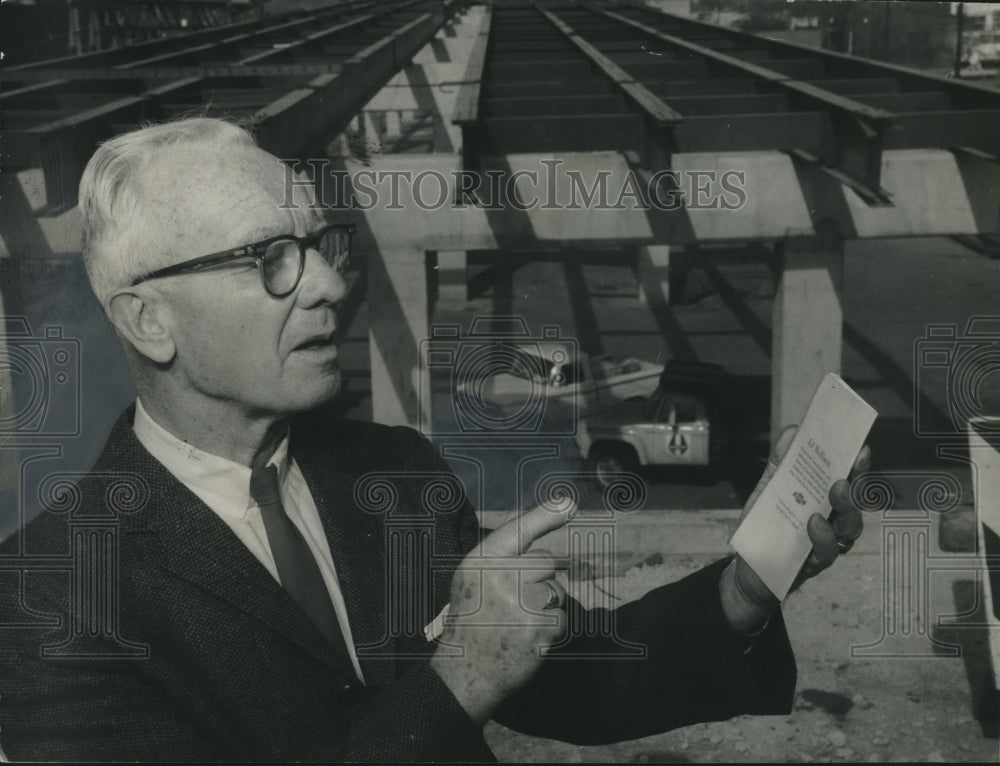 1967, North Birmingham Officials Next to Overpass Construction Site - Historic Images