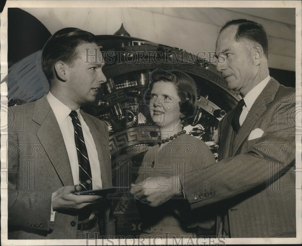 1955, Harvey Terrell delivering contest envelope and 2 others - Historic Images