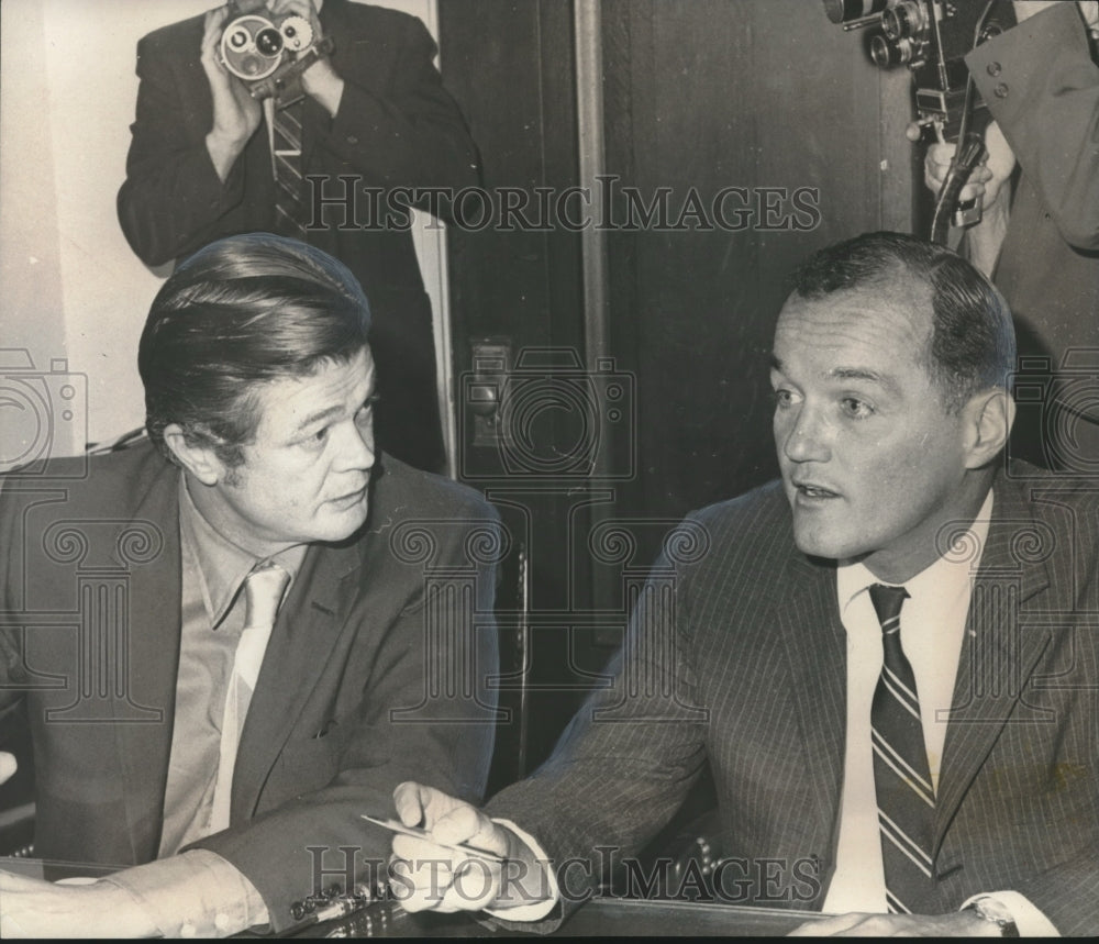 1969, Senator Pierre Pleham &amp; others discussing ABC Board, Alabama - Historic Images