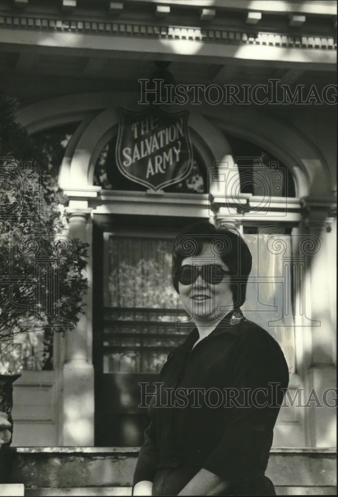 1978, Captain Wanda Slocum outside of Salvation Army - abno10999 - Historic Images