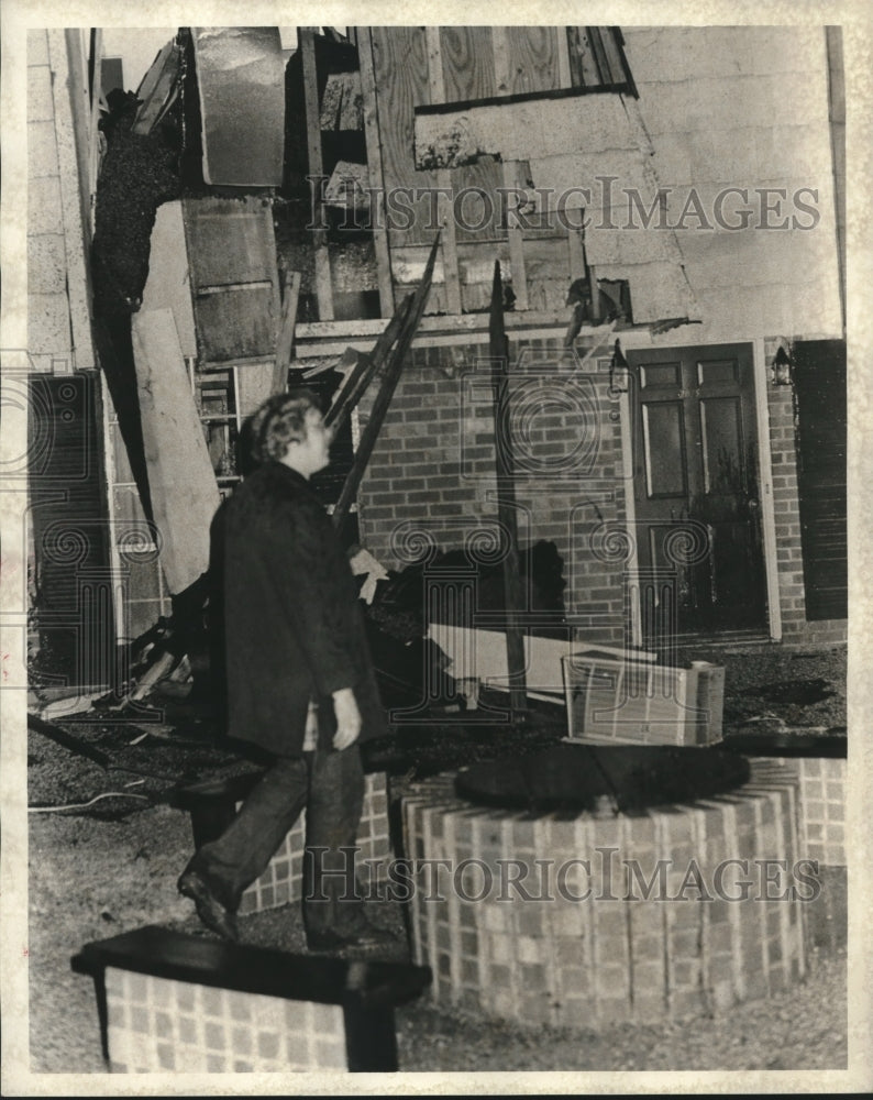 1975, Person Walks Through Wreckage of Building after Tornado-Alabama - Historic Images