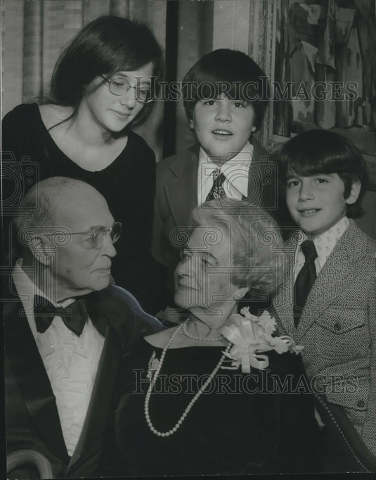 1972, Mr. & Mrs. Mervyn Sterne's Grandchildren Help Them Celebrate - Historic Images