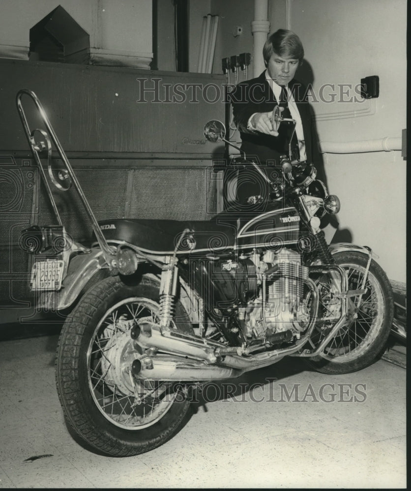 1977, Birmingham, AL Police Sergeant R.B. Stanford with Motorcycle - Historic Images