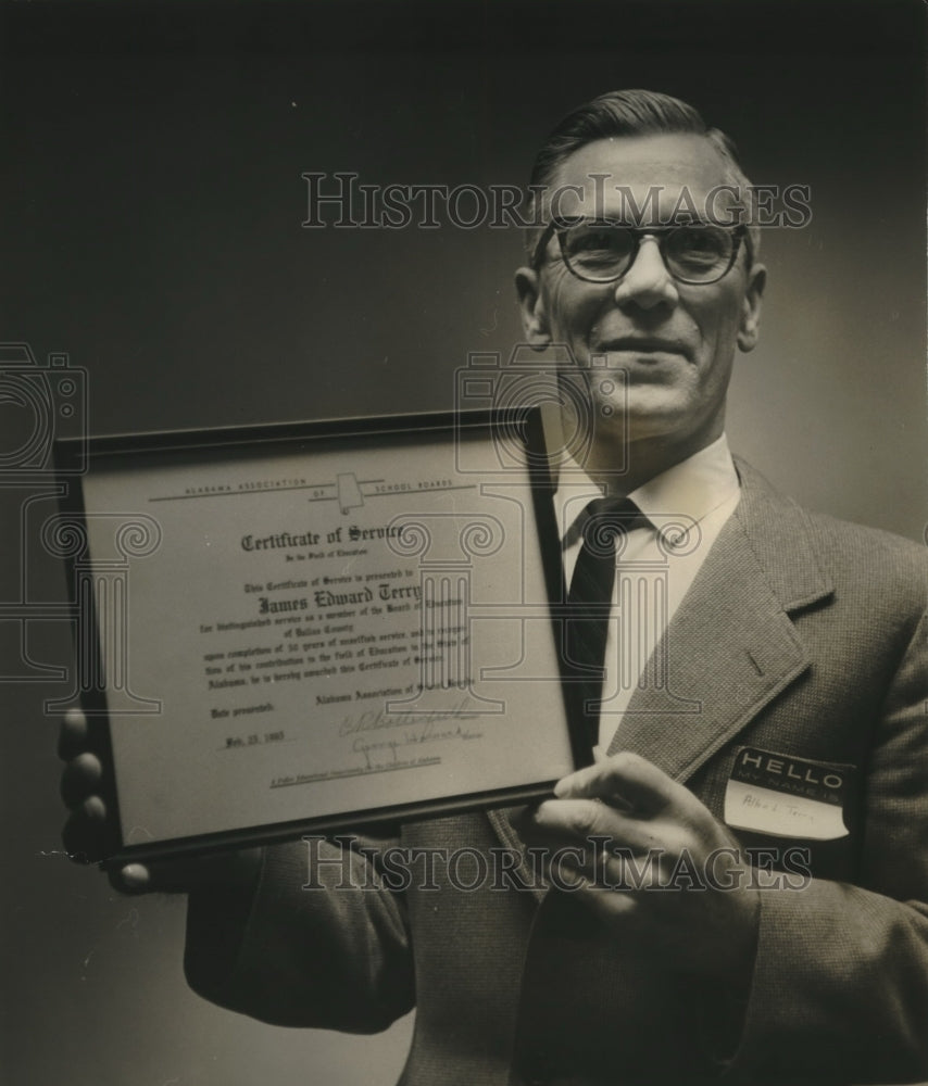 1965 Board of Education Service Award Presented to Recipient&#39;s Son - Historic Images