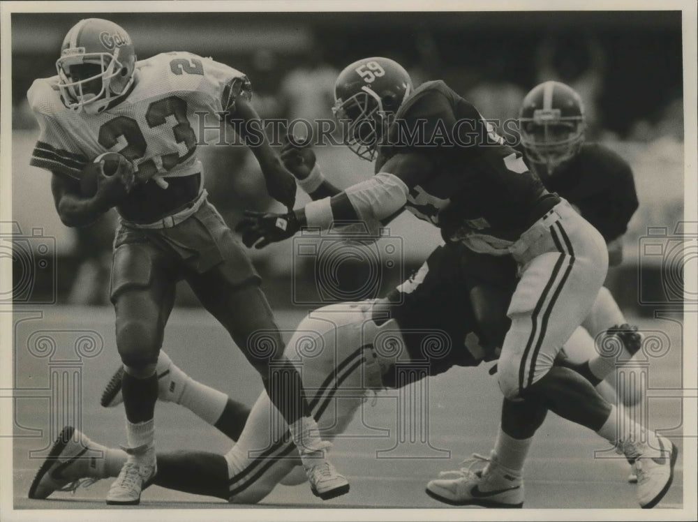 1987 Press Photo Florida&#39;s Wayne Williams &amp; Alabama&#39;s George Bethune, Football - Historic Images