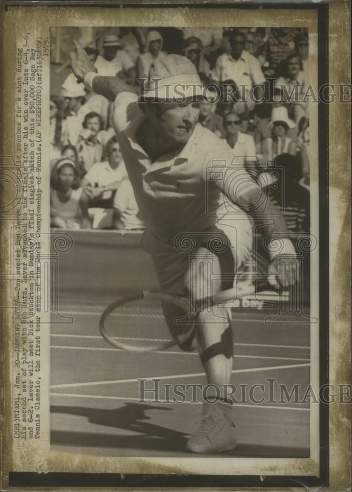 1973 Press Photo Miami, Florida-Tennis-Rod Laver in winning match over Bob Lutz.- Historic Images