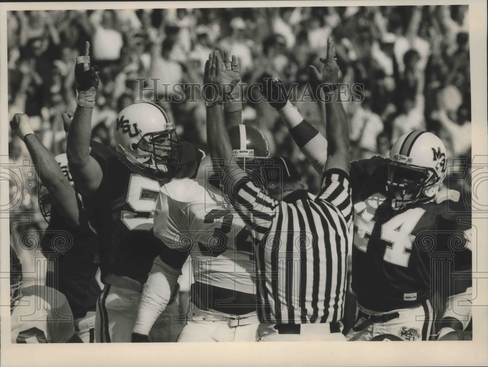 1987 Press Photo Memphis State Scores Touchdown In Football Game Against Alabama- Historic Images