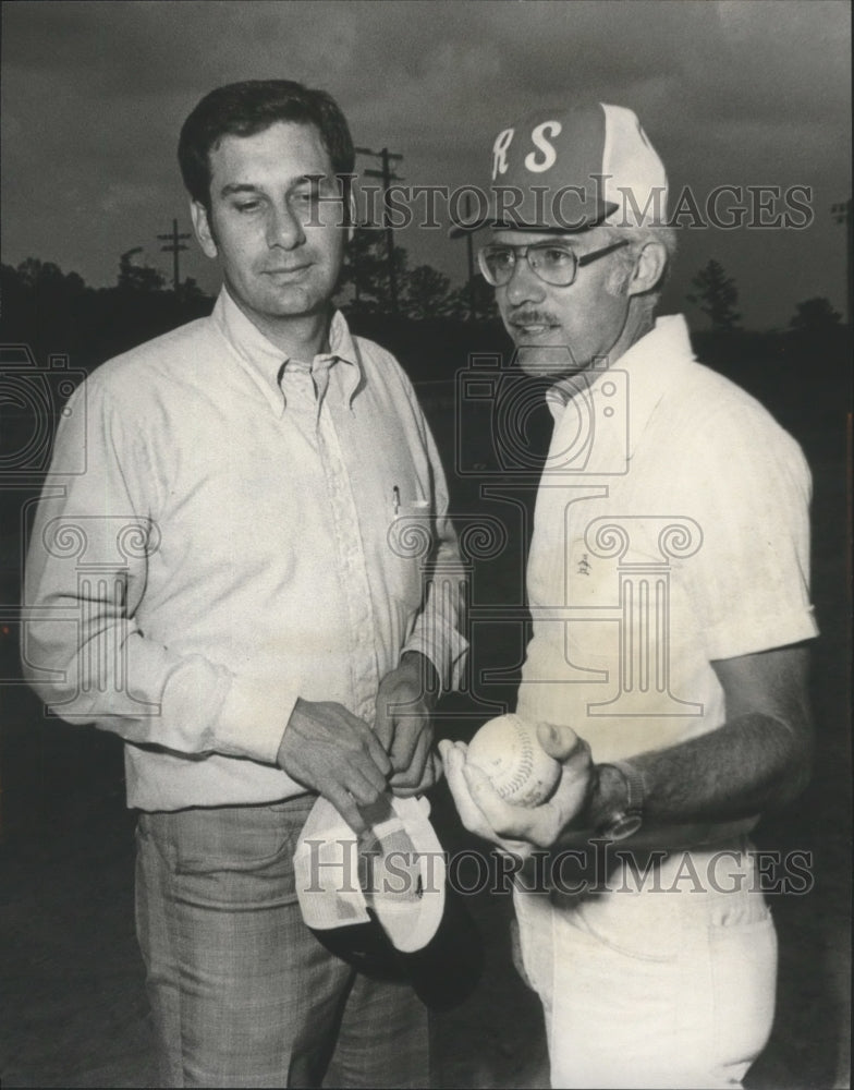 Press Photo High School Baseball Coaches Head And Sanders Meet Before Game- Historic Images
