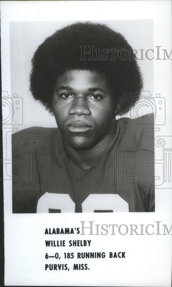 1975 Press Photo University Of Alabma Football Team Running Back Willie Shelby- Historic Images